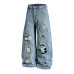 Fun cartoon embroidered jeans
