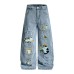 Fun cartoon embroidered jeans