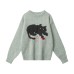 Casual Crewneck Knitwear Pattern Loose Vintage Round Neck