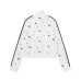 Star printed stand up collar short zipper cardigan for women