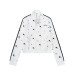 Star printed stand up collar short zipper cardigan for women