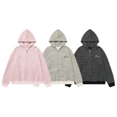 Striped embroidered hooded cardigan jacket for women Striped embroidered hooded cardigan jacket for women