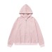 Striped embroidered hooded cardigan jacket for women