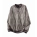Embroidered Henley Neck Knitwear Men's Loose Pullover Sweater