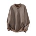 Embroidered Henley Neck Knitwear Men's Loose Pullover Sweater