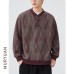 Embroidered Henley Neck Knitwear Men's Loose Pullover Sweater
