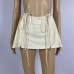 Short Skirt Summer High Waist Pleated Skirt Slimming Zipper Slit Retro Tie-Up Midi Skirt Women's Sexy Half Skirt