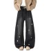 Style Cartoon Animal Embroidered Knife-Style Jeans 