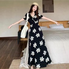 Style Elegant Plus Size Summer V-Neck Printed Long Dress