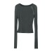 Side Zipper Panel Design Ribbed Lightweight Crop Top