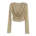 One Shoulder Off-Shoulder Semi-Sheer Lightweight Long Sleeve