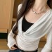 One Shoulder Off-Shoulder Semi-Sheer Lightweight Long Sleeve