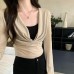 One Shoulder Off-Shoulder Semi-Sheer Lightweight Long Sleeve