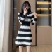 Slimming striped A-line dress