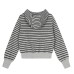 Striped hooded zipper sweatshirt loose jacket