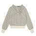Striped hooded zipper sweatshirt loose jacket