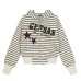 Striped hooded zipper sweatshirt loose jacket