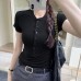 Soft, Skin-Friendly Half-Open Collar Buttoned Short Sleeve T-Shirt Soft, Skin-Friendly Half-Open Collar Buttoned Short Sleeve T-Shirt