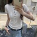 Soft, Skin-Friendly Half-Open Collar Buttoned Short Sleeve T-Shirt Soft, Skin-Friendly Half-Open Collar Buttoned Short Sleeve T-Shirt