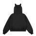 Cartoon monster embroidered fur collar hooded sweatshirt jacket