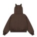Cartoon monster embroidered fur collar hooded sweatshirt jacket