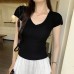 Tencel Soft Stretchy Fitted Deep V-Neck Drop Shoulder Sleeveless Top