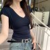 Tencel Soft Stretchy Fitted Deep V-Neck Drop Shoulder Sleeveless Top