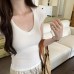 Tencel Soft Stretchy Fitted Deep V-Neck Drop Shoulder Sleeveless Top