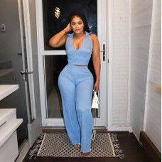Style Sleeveless Round Neck Women's Clothing Set