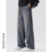 Stitched Faded Casual Pants Men's Straight Leg Mid-Waist 
