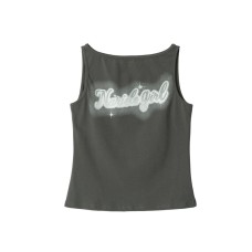Printed Slim Fit Tank Top Short Crop Sleeveless 
