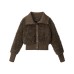 Short Fitted Lamb Wool Winter Warm Coat Fluffy Quilted Thick Cotton Jacket