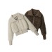 Short Fitted Lamb Wool Winter Warm Coat Fluffy Quilted Thick Cotton Jacket