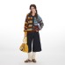 Color-Blocking Irregular Open Front Knit Cardigan Loose Lazy Knit Outerwear 