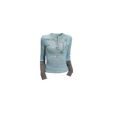 Striped patchwork contrasting long sleeved women Striped patchwork contrasting long sleeved women