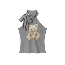 Print Strapless Bow Top for Casual Trendy Sleeveless Crop Print Strapless Bow Top for Casual Trendy Sleeveless Crop