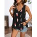 V-neck hollowed out sleeveless top for women