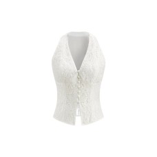 V-neck single breasted sleeveless top