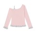 Women's Polka Dot Spliced Slouch Shoulder Top