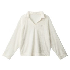 Soft Fluffy V-Neck Long Sleeve Sweatshirt for Women Casual Charming Long Sleeve Top