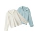 Soft Fluffy V-Neck Long Sleeve Sweatshirt for Women Casual Charming Long Sleeve Top
