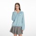 Soft Fluffy V-Neck Long Sleeve Sweatshirt for Women Casual Charming Long Sleeve Top