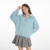 Soft Fluffy V-Neck Long Sleeve Sweatshirt for Women Casual Charming Long Sleeve Top