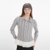Checkered Slim Fit Long Sleeve Shirt for Shoulder Line Lace Trim 