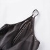 Sexy V-neck halter strap zipper jumpsuit tight jumpsuit shorts
