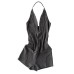Sexy V-neck halter strap zipper jumpsuit tight jumpsuit shorts