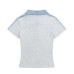 Polo collar rhinestone letter short sleeved T-shirt for women