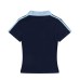Polo collar rhinestone letter short sleeved T-shirt for women