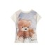 Cute Bear Letter Print Cropped T-Shirt Fitted Casual Round Neck Short Sleeve
