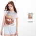 Cute Bear Letter Print Cropped T-Shirt Fitted Casual Round Neck Short Sleeve